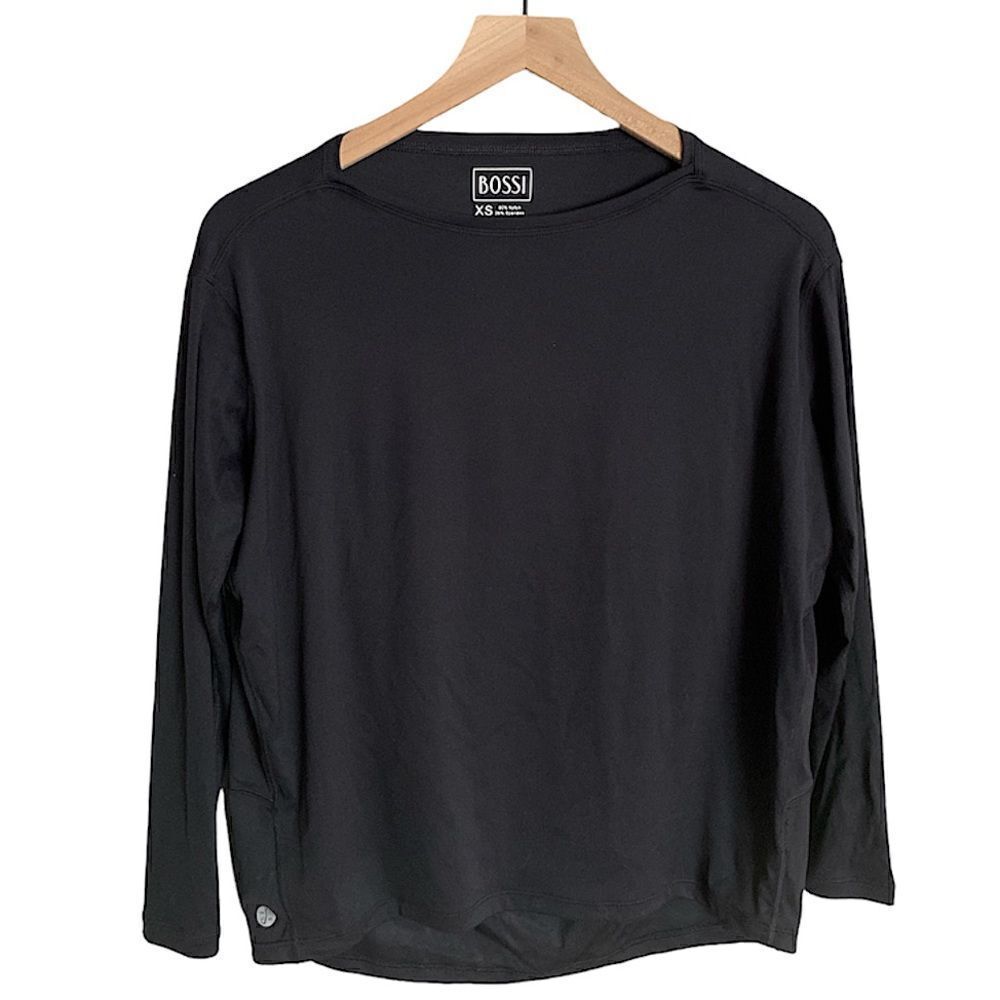 NEW Bossi Women’s‎ Long Sleeve Round Neck Shirt in Black Size XS